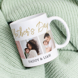 5 Photo Collage Guld First Mors dag New Mamma Kaffemugg