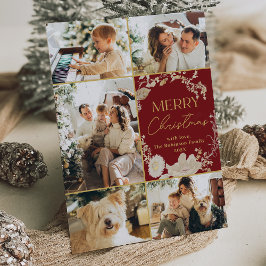 5 Photo Collage Guld Red God jul Card Julkort