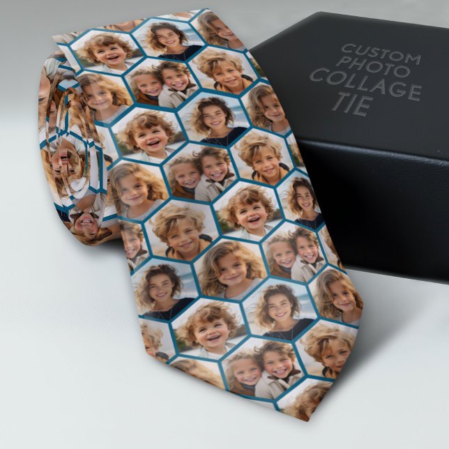 5 Photo Collage Honeycomb Mönster BE Patient Slips (Photo Collage Neck Tie - Add Your Favorite Photos)