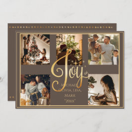 5 Photo Collage Joy Guld jul Julafton Helgdag Julkort