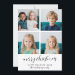 5 Photo Collage Minimal God jul - vitt Julkort<br><div class="desc">4 Foton på framsidan och 1 på baksidan - Svartvit - Ett fint och ljust Julhälsningar med snö och önskemål under ett bra år hälsning. På baksidan av kortet finns en ställe för ett annat foto.</div>