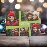 5 Photo Collage Retro Joy and Peace Grönt Julkort<br><div class="desc">Använda fem bilder för att göra ett unikt och trendig God jul memento. Om du vill flytta något runt klickar du på knappen Anpassa för att göra ändringar.</div>
