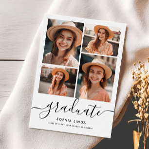 5 Photo Collage Script Modern Elegant Studenten Inbjudningar