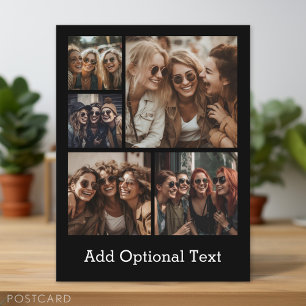 5 Photo Collage-valfri text - CAN Edit Black Vykort