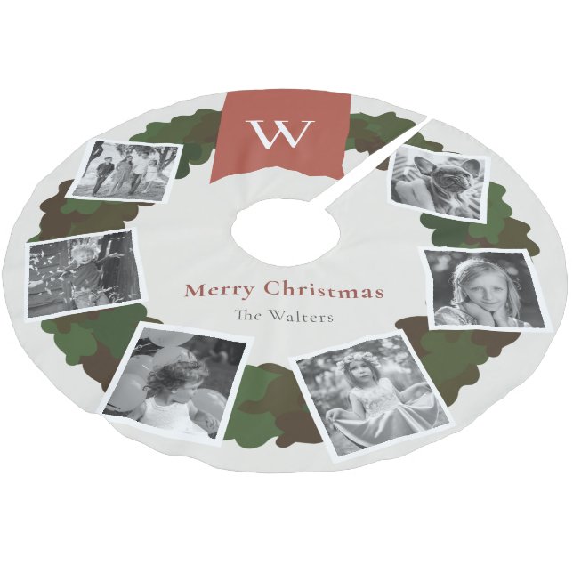 5 Photo Collage Wand Monogram Burgundy Julgransmatta Borstad Polyester (Vinklad)