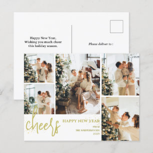 5 Photo Elegant Script Modern Gott nytt år Helg Vykort