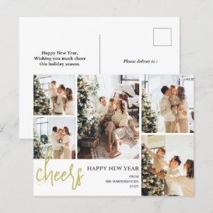 5 Photo Elegant Script Modern Gott nytt år Helg Vykort