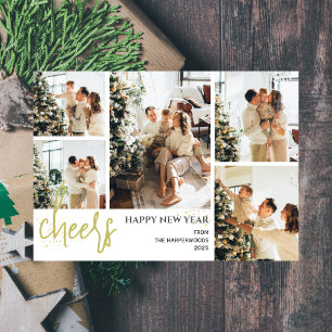 5 Photo Elegant Script Modern Gott nytt år Julkort