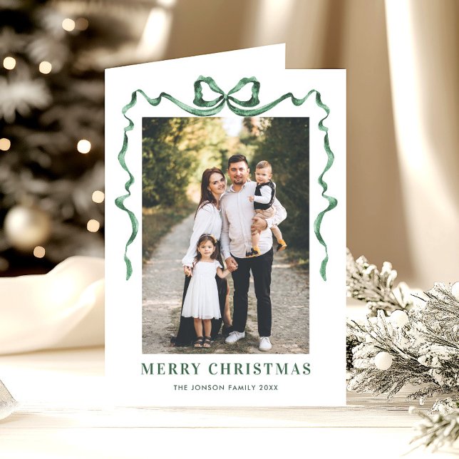 5 Photo Festive Sage Grönt Julband Helgkort (Skapare uppladdad)
