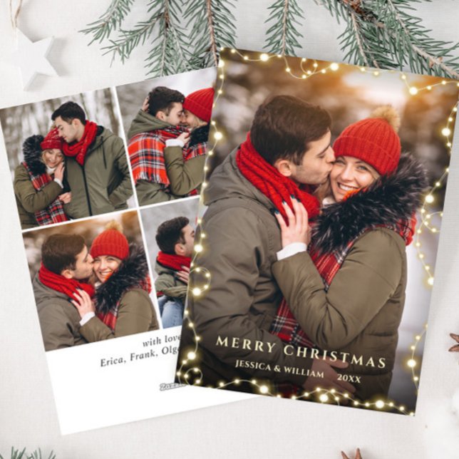 5 PHOTO God jul Guld Gnistra Hälsning Julkort (Skapare uppladdad)