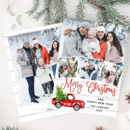 5 Photo God jul Red Farm Lastbil Julkort