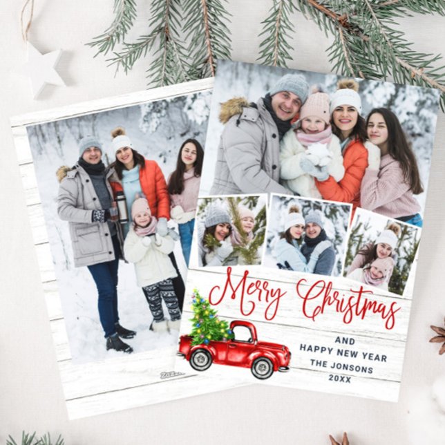 5 Photo God jul Red Farm Lastbil Julkort (Skapare uppladdad)
