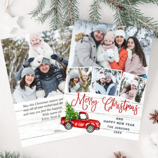 5 Photo God jul Red Farm Lastbil Julkort (Skapare uppladdad)