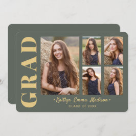 5 Photo Grad Collage Modern Script Sage och Guld Meddelande