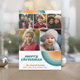 5 Photo Gräns - God jul Retro Line Art Julkort