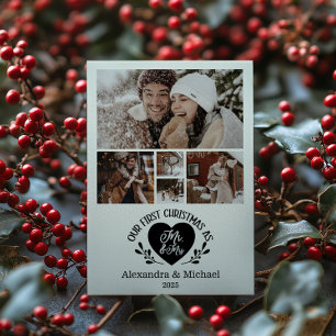 5 Photo Heart Första jul som Mr & Mrs Julkort