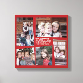 5 Photo Helgdag Collage Retro Joy and Peace Grönt Canvastryck