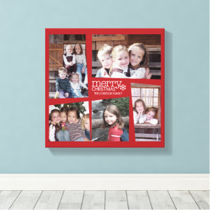 5 Photo Helgdag Collage Retro Joy and Peace Grönt Canvastryck