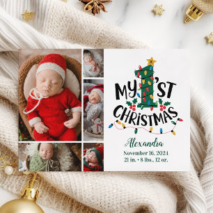 5 Photo Julgran Ljus Första jul Julkort