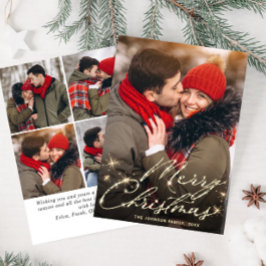 5 PHOTO Modern Gyllene jul Hälsning Julkort