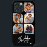 5 Photo Modern Trendig Enkel Personlig Namn<br><div class="desc">5 Photo Modern Trendig Simple Heart Personlig Namn iPhone Telefonväskor innehåller fem av dina favoritfoton med personlig namn i ett elegant, vitt calligrafskript som accentueras med ett kärlek-hjärta. Anpassa genom att redigera texten i textrutan. Perfekt för födelsedag, jul, Mors dag, babyduschar, möhippor, mamma, syster, kusiner, bästa vänner med mera. PHOTO...</div>