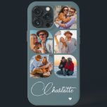 5 Photo Modern Trendig Enkel Personlig Namn<br><div class="desc">5 Photo Modern Trendig Simple Heart Personlig Namn iPhone Telefonväskor innehåller fem av dina favoritfoton med personlig namn i ett elegant, vitt calligrafskript som accentueras med ett kärlek-hjärta. Anpassa genom att redigera texten i textrutan. Perfekt för födelsedag, jul, Mors dag, babyduschar, möhippor, mamma, syster, kusiner, bästa vänner med mera. PHOTO...</div>
