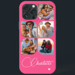 5 Photo Modern Trendig Enkel Personlig Namn<br><div class="desc">5 Photo Modern Trendig Simple Heart Personlig Namn iPhone Telefonväskor innehåller fem av dina favoritfoton med personlig namn i ett elegant, vitt calligrafskript som accentueras med ett kärlek-hjärta. Anpassa genom att redigera texten i textrutan. Perfekt för födelsedag, jul, Mors dag, babyduschar, möhippor, mamma, syster, kusiner, bästa vänner med mera. PHOTO...</div>
