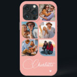 5 Photo Modern Trendig Enkel Personlig Namn<br><div class="desc">5 Photo Modern Trendig Simple Heart Personlig Namn iPhone Telefonväskor innehåller fem av dina favoritfoton med personlig namn i ett elegant, vitt calligrafskript som accentueras med ett kärlek-hjärta. Anpassa genom att redigera texten i textrutan. Perfekt för födelsedag, jul, Mors dag, babyduschar, möhippor, mamma, syster, kusiner, bästa vänner med mera. PHOTO...</div>