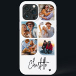 5 Photo Modern Trendig Enkel Personlig Namn<br><div class="desc">5 Photo Modern Trendig Simple Heart Personlig Namn iPhone Telefonväskor innehåller fem av dina favoritfoton med personlig namn i elegantens svarta calligrafskript som accentueras med ett kärlek-hjärta. Anpassa genom att redigera texten i textrutan. Perfekt för födelsedag, jul, Mors dag, babyduschar, möhippor, mamma, syster, kusiner, bästa vänner med mera. PHOTO TIP:...</div>