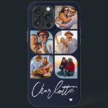 5 Photo Modern Trendig Enkel Personlig Namn<br><div class="desc">5 Photo Modern Trendig Simple Heart Personlig Namn iPhone Telefonväskor innehåller fem av dina favoritfoton med personlig namn i ett elegant, vitt calligrafskript som accentueras med ett kärlek-hjärta. Anpassa genom att redigera texten i textrutan. Perfekt för födelsedag, jul, Mors dag, babyduschar, möhippor, mamma, syster, kusiner, bästa vänner med mera. PHOTO...</div>