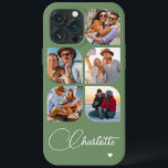 5 Photo Modern Trendig Enkel Personlig Namn<br><div class="desc">5 Photo Modern Trendig Simple Heart Personlig Namn iPhone Telefonväskor innehåller fem av dina favoritfoton med personlig namn i ett elegant, vitt calligrafskript som accentueras med ett kärlek-hjärta. Anpassa genom att redigera texten i textrutan. Perfekt för födelsedag, jul, Mors dag, babyduschar, möhippor, mamma, syster, kusiner, bästa vänner med mera. PHOTO...</div>
