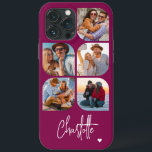5 Photo Modern Trendig Enkel Personlig Namn<br><div class="desc">5 Photo Modern Trendig Simple Heart Personlig Namn iPhone Telefonväskor innehåller fem av dina favoritfoton med personlig namn i ett elegant, vitt calligrafskript som accentueras med ett kärlek-hjärta. Anpassa genom att redigera texten i textrutan. Perfekt för födelsedag, jul, Mors dag, babyduschar, möhippor, mamma, syster, kusiner, bästa vänner med mera. PHOTO...</div>