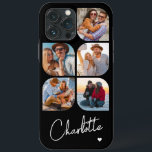 5 Photo Modern Trendig Enkel Personlig Namn<br><div class="desc">5 Photo Modern Trendig Simple Heart Personlig Namn iPhone Telefonväskor innehåller fem av dina favoritfoton med personlig namn i ett elegant, vitt calligrafskript som accentueras med ett kärlek-hjärta. Anpassa genom att redigera texten i textrutan. Perfekt för födelsedag, jul, Mors dag, babyduschar, möhippor, mamma, syster, kusiner, bästa vänner med mera. PHOTO...</div>