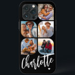 5 Photo Modern Trendig Enkel Personlig Namn<br><div class="desc">5 Photo Modern Trendig Simple Heart Personlig Namn iPhone Telefonväskor innehåller fem av dina favoritfoton med personlig namn i ett elegant, vitt calligrafskript som accentueras med ett kärlek-hjärta. Anpassa genom att redigera texten i textrutan. Perfekt för födelsedag, jul, Mors dag, babyduschar, möhippor, mamma, syster, kusiner, bästa vänner med mera. PHOTO...</div>