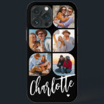 5 Photo Modern Trendig Enkel Personlig Namn<br><div class="desc">5 Photo Modern Trendig Simple Heart Personlig Namn iPhone Telefonväskor innehåller fem av dina favoritfoton med personlig namn i ett elegant, vitt calligrafskript som accentueras med ett kärlek-hjärta. Anpassa genom att redigera texten i textrutan. Perfekt för födelsedag, jul, Mors dag, babyduschar, möhippor, mamma, syster, kusiner, bästa vänner med mera. PHOTO...</div>