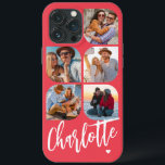 5 Photo Modern Trendig Enkel Personlig Namn<br><div class="desc">5 Photo Modern Trendig Simple Heart Personlig Namn iPhone Telefonväskor innehåller fem av dina favoritfoton med personlig namn i ett elegant, vitt calligrafskript som accentueras med ett kärlek-hjärta. Anpassa genom att redigera texten i textrutan. Perfekt för födelsedag, jul, Mors dag, babyduschar, möhippor, mamma, syster, kusiner, bästa vänner med mera. PHOTO...</div>