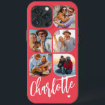 5 Photo Modern Trendig Enkel Personlig Namn<br><div class="desc">5 Photo Modern Trendig Simple Heart Personlig Namn iPhone Telefonväskor innehåller fem av dina favoritfoton med personlig namn i ett elegant, vitt calligrafskript som accentueras med ett kärlek-hjärta. Anpassa genom att redigera texten i textrutan. Perfekt för födelsedag, jul, Mors dag, babyduschar, möhippor, mamma, syster, kusiner, bästa vänner med mera. PHOTO...</div>