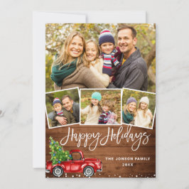 5 PHOTO Retro jul Red Lastbil Rustic Hälsning Julkort