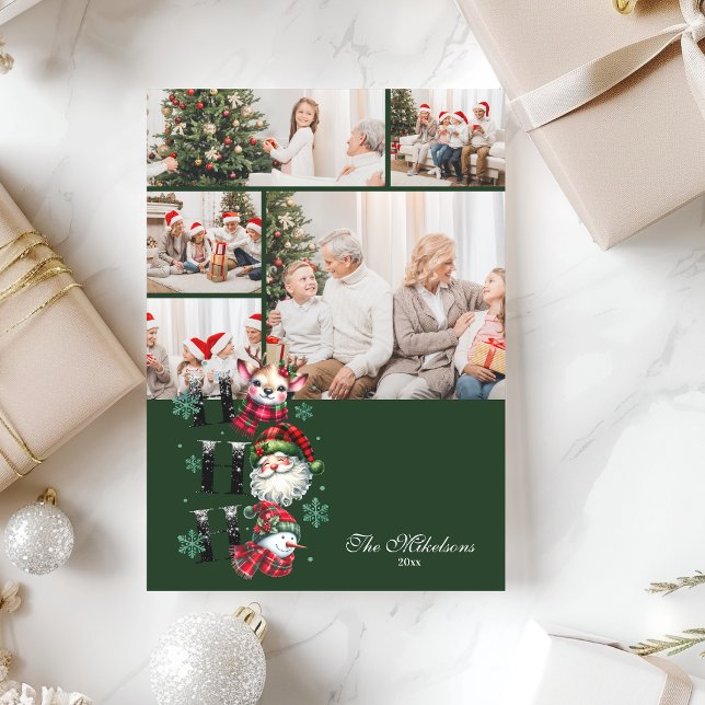 5 Photo Retro Santa & Friends Christmas Julkort (Skapare uppladdad)