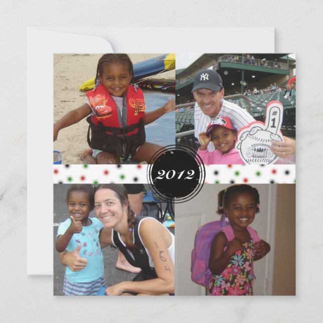 5 Photo Square Snowflake-julkort Julkort (Framsida)