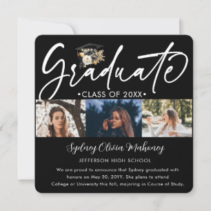 5 Photo Studenten Collage Modern Black White Guld Meddelande