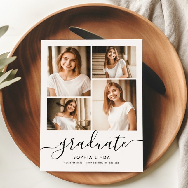 5 Photo Studenten Collage Modern Elegant Script Meddelande (Skapare uppladdad)