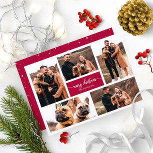 5 Photos Collage Chic Script God jul Inbjudningar