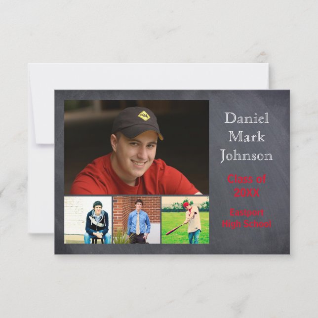 5 Photos Collage - Meddelande om 3 x 5 Studenten Inbjudningar (Framsida)