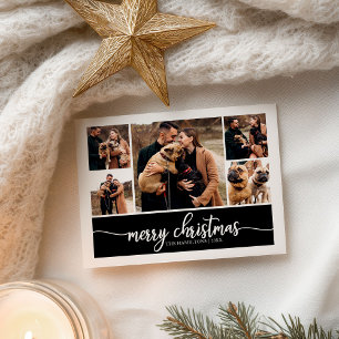 5 Photos Collage Snyggt God jul Black Vykort