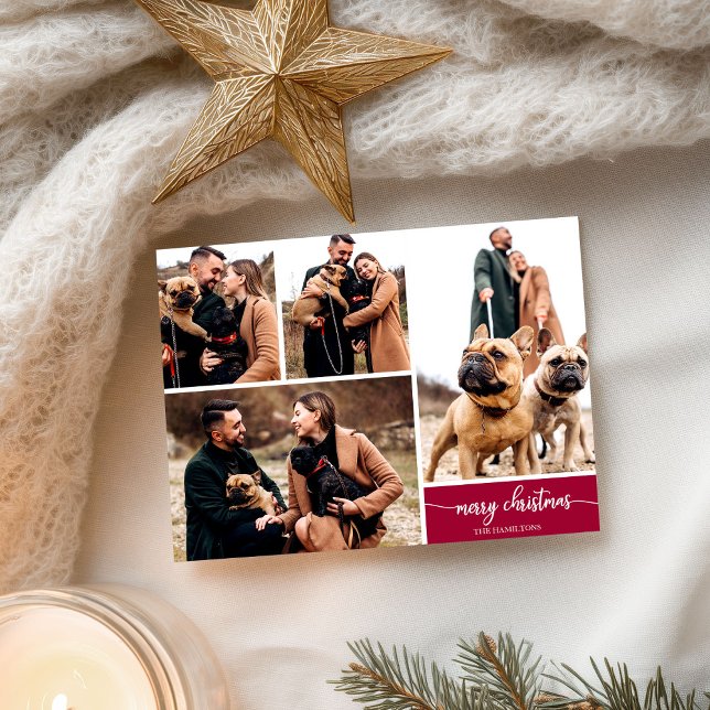 5 Photos Collage Snyggt Teckensnitt God jul Vykort (Skapare uppladdad)