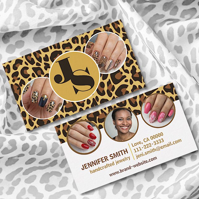 5 Photos Nagel Template Leopard Print Rockabilly Visitkort (Skapare uppladdad)