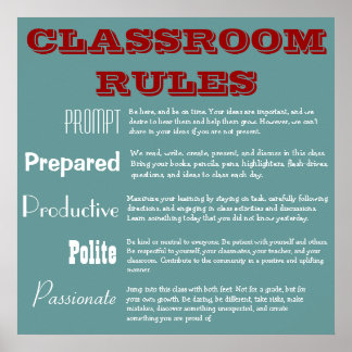5 P's Classroom Regler Poster