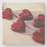 5 Red Wooden Hearts Entwated Together