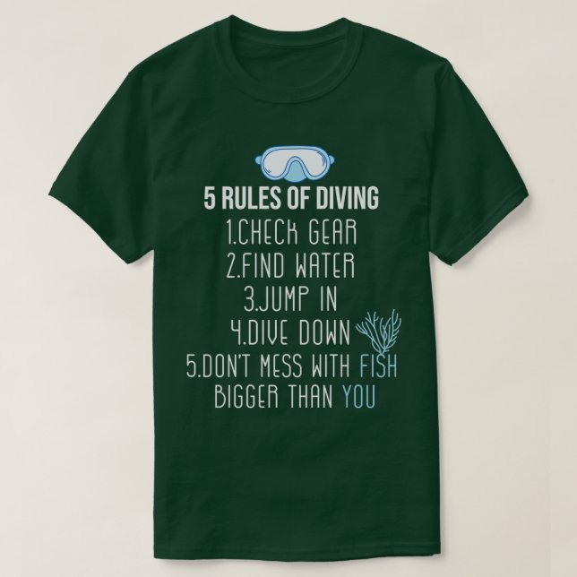 5 Regler dykande Dyka Diver T Shirt (Design framsida)